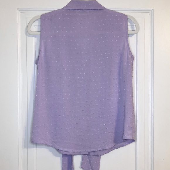 Calvin Klein Lilac Embossed Tie Neck Button Blouse - Picture 3 of 6